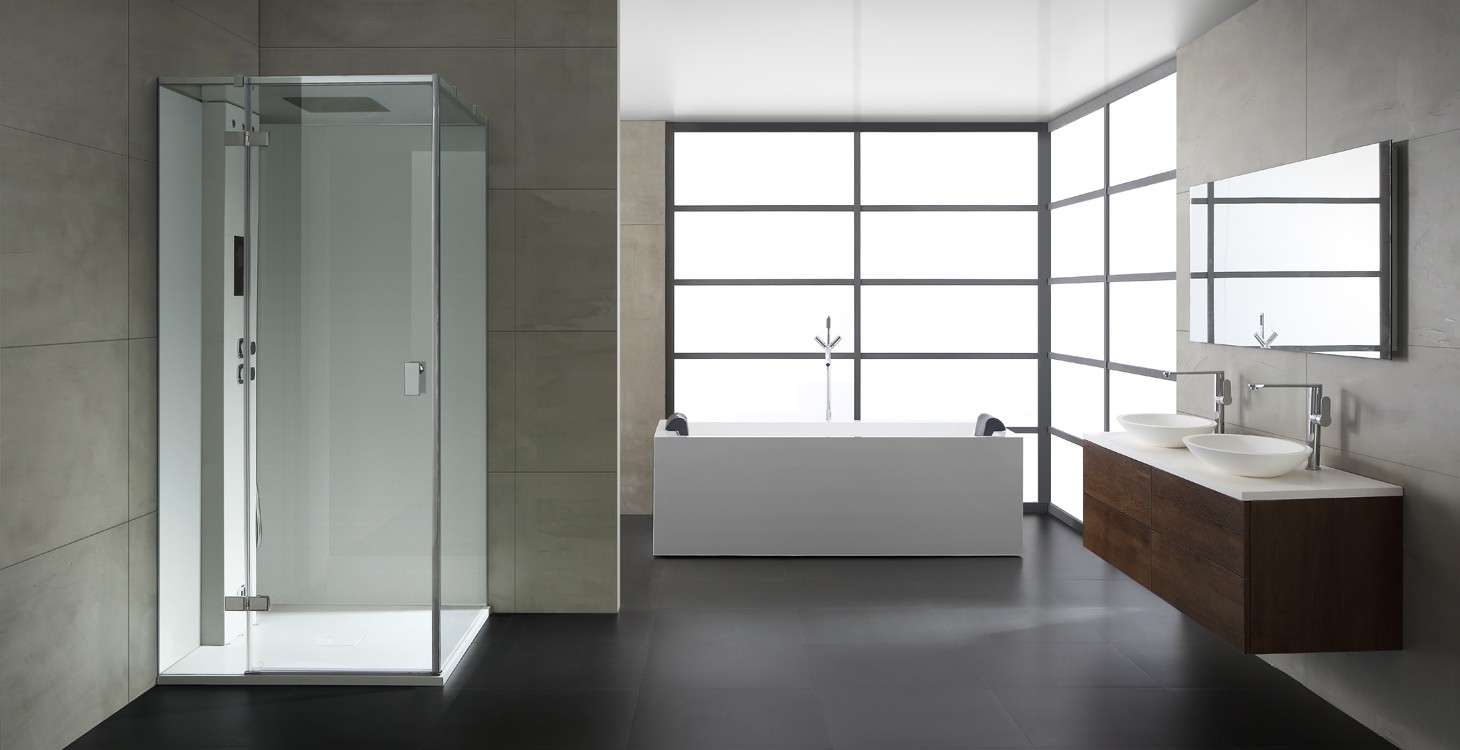 Парна душ кабина AWT LD206F15, 100x100 см, бял цвят, лява версия