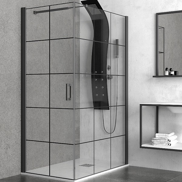Квадратна душ кабина с черни елементи - NERO BOX, 80х80х200 см