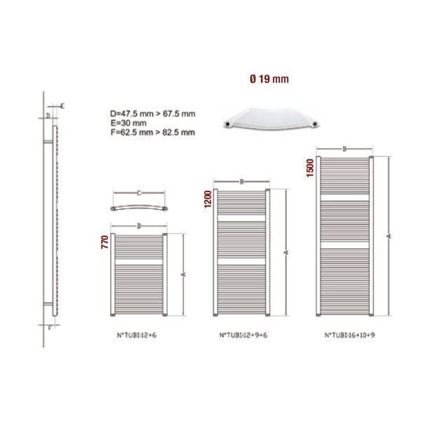 Ercos Tekno 600×1500 хром лира за баня