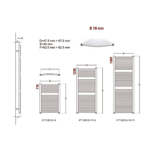 Ercos Tekno 450×1500 хром лира за баня