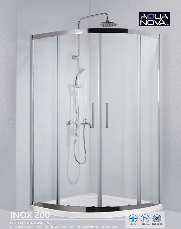 Овална душ кабина за баня - INOX 200, 90x90 см