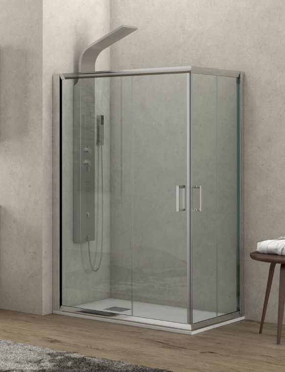 Душ кабина за баня с плъзгащи врати - NEW FLORA 100 CLEAR GLASS, 100x140 см