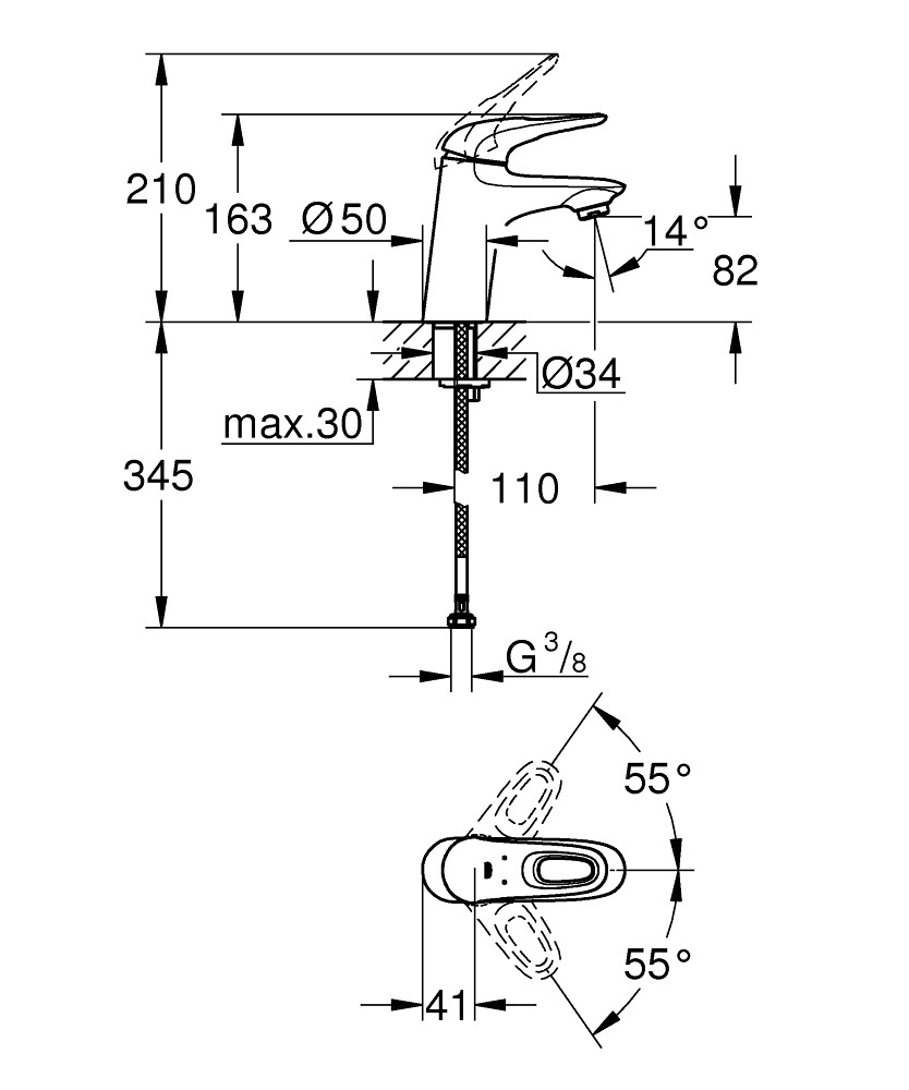 GROHE Eurostyle - смесител за умивалник, едноръкохватков, S-размер