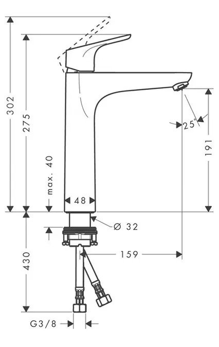 Hansgrohe висок смесител за умивалник Focus 190