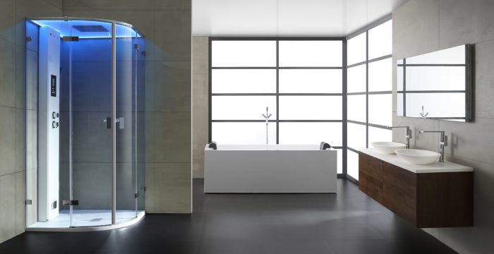 Парна душ кабина AWT 90x90 см, бял цвят