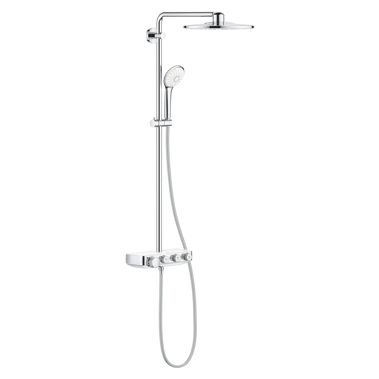 GROHE Euphoria SmartControl 310, душ система с термостат, цвят на питата – Moon White, душ глава Rainshower 310 SmartActive с 2 струи