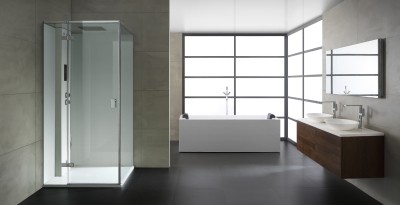Парна душ кабина AWT LD206F15, 100x100 см, бял цвят, лява версия