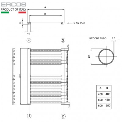 Лира за отопление Ercos серия Опера 600x680 мм