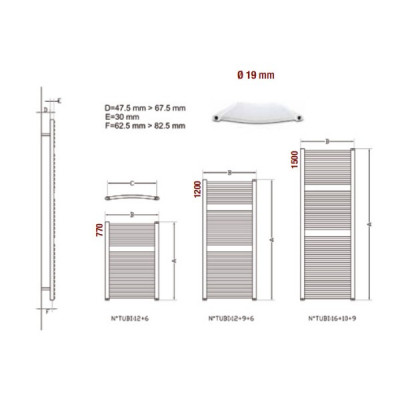 Ercos Tekno 600×1500 хром лира за баня