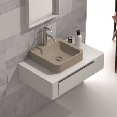 Мебел за баня с чекмедже и умивалник капучино мат iStone Solid Surface