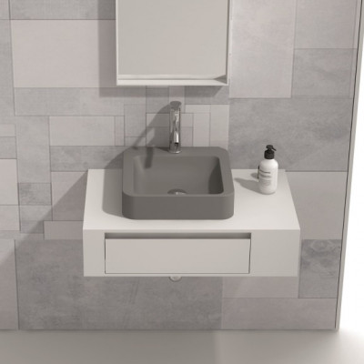 Мебел за баня с чекмедже и умивалник сив мат iStone Solid Surface