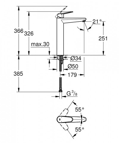 GROHE Eurodisc Cosmopolitan - смесител за умивалник 1/2″, едноръкохватков, ...