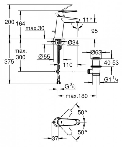 GROHE Eurostyle Cosmopolitan - смесител за умивалник, едноръкохватков, S-ра...