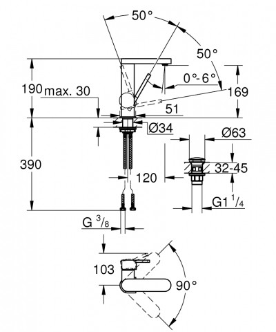 GROHE Plus - смесител за умивалник 1/2″, Click, едноръкохватков, M-размер