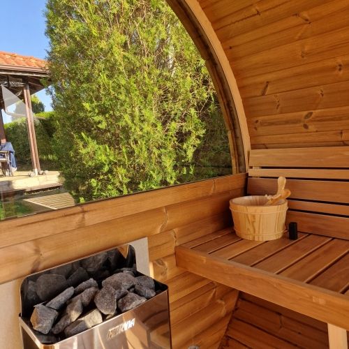 Градинска сауна барел 280 Deluxe с панорамни стъкла 118